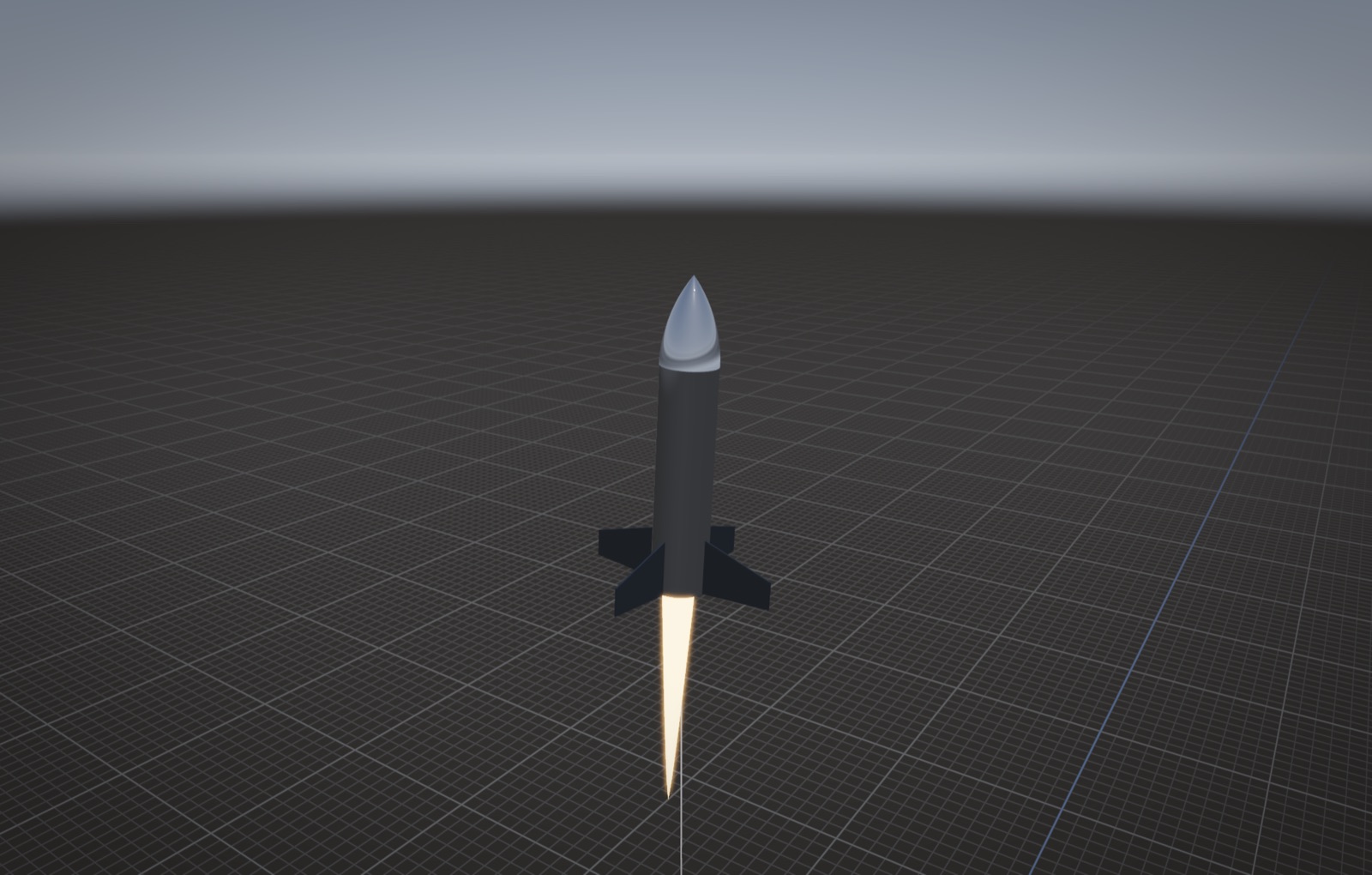 The HYPER-TVC rocket leaving the pad with a bright exhaust plume.